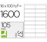 Etiqueta adhesiva q-connect kf10654 tamaño 105x37 mm fotocopiadora laser ink-jet caja con 100 hojas din a4