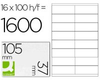 Etiqueta adhesiva q-connect kf10654 tamaño 105x37 mm fotocopiadora laser ink-jet caja con 100 hojas din a4