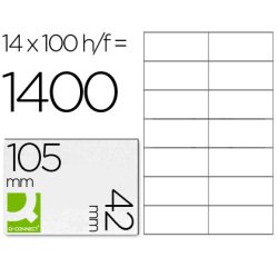 Etiqueta adhesiva q-connect kf10655 tamaño 105x42 mm fotocopiadora laser ink-jet caja con 100 hojas din a4
