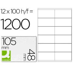 Etiqueta adhesiva q-connect kf10657 tamaño 105x48 mm fotocopiadora laser ink-jet caja con 100 hojas din a4