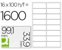 Etiqueta adhesiva q-connect kf01584 tamaño 99,1x33,9 mm fotocopiadora laser ink-jet caja con 100 hojas din a4
