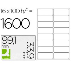 Etiqueta adhesiva q-connect kf01584 tamaño 99,1x33,9 mm fotocopiadora laser ink-jet caja con 100 hojas din a4