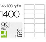 Etiqueta adhesiva q-connect kf01585 tamaño 99,1x38,1 mm fotocopiadora laser ink-jet caja con 100 hojas din a4