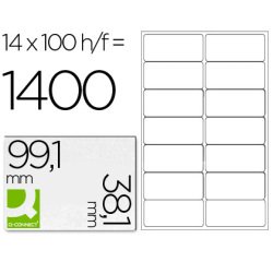Etiqueta adhesiva q-connect kf01585 tamaño 99,1x38,1 mm fotocopiadora laser ink-jet caja con 100 hojas din a4