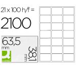 Etiqueta adhesiva q-connect kf01587 tamaño 63,5x38,1 mm fotocopiadora laser ink-jet caja con 100 hojas din a4