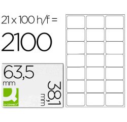 Etiqueta adhesiva q-connect kf01587 tamaño 63,5x38,1 mm fotocopiadora laser ink-jet caja con 100 hojas din a4