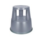 Taburete q-connect ruedas retractiles tres ruedas dos niveles color gris