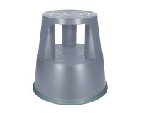 Taburete q-connect ruedas retractiles tres ruedas dos niveles color gris