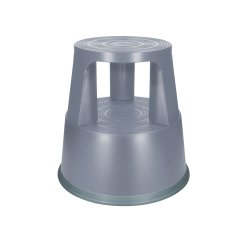 Taburete q-connect ruedas retractiles tres ruedas dos niveles color gris