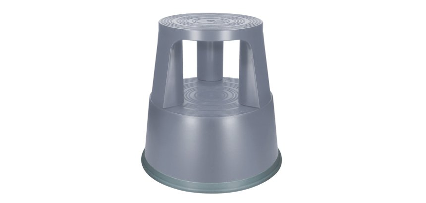 Taburete q-connect ruedas retractiles tres ruedas dos niveles color gris