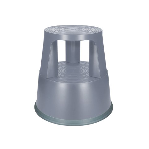 Taburete q-connect ruedas retractiles tres ruedas dos niveles color gris
