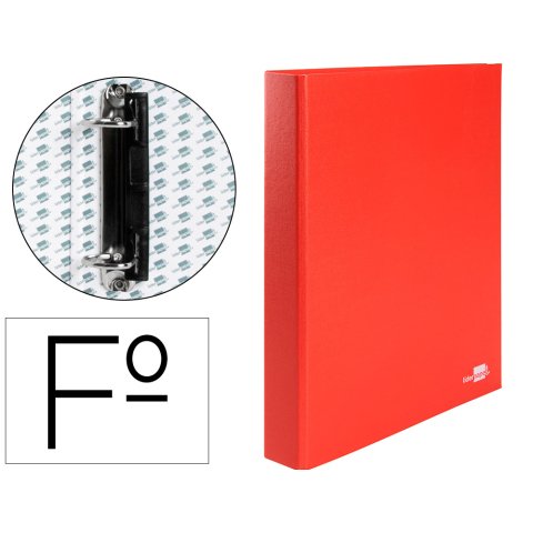 Carpeta de 2 anillas 25mm mixtas liderpapel folio carton forrado paper coat compresor plastico roja