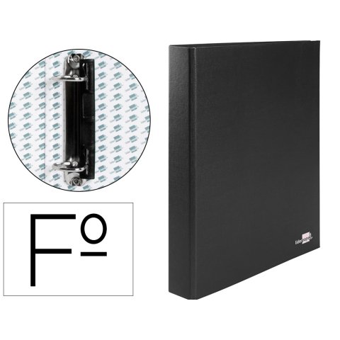 Carpeta de 2 anillas 25mm mixtas liderpapel folio cartón forrado paper coat plástico negro