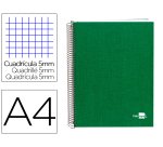 Cuaderno espiral liderpapel a4 micro papercoat tapa forrada 140h 75gr cuadro5mm 5 banda s 4 taladros verde