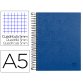 Cuaderno espiral liderpapel a5 micro papercoat tapa forrada 140h 75 gr cuadro5mm 5 bandas 6 taladros azul