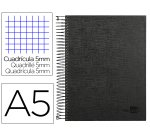 Cuaderno espiral liderpapel a5 micro papercoat tapa forrada 140h 75gr cuadro5mm 5 banda s 6 taladros negro