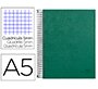 Cuaderno espiral liderpapel a5 micro papercoat tapa forrada 140h 75gr cuadro5mm 5 banda s 6 taladros verde