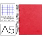 Cuaderno espiral liderpapel a5 micro papercoat tapa forrada 140h 75gr cuadro5mm 5 banda s 6 taladros rojo