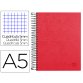 Cuaderno espiral liderpapel a5 micro papercoat tapa forrada 140h 75 gr cuadro5mm 5 bandas 6 taladros rojo