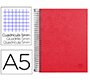 Cuaderno espiral liderpapel a5 micro papercoat tapa forrada 140h 75gr cuadro5mm 5 banda s 6 taladros rojo