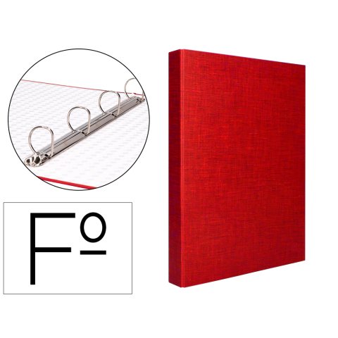 Carpeta de 4 anillas 25mm mixtas liderpapel folio carton forrado paper coat color rojo