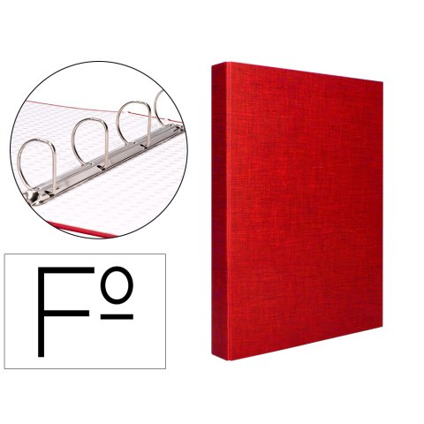 Carpeta de 4 anillas 40mm mixtas liderpapel folio carton forrado paper coat color rojo