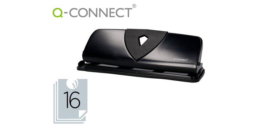 Taladrador q-connect kf01238 negro 4 taladros abertura 1,6 mm capacidad 16 hojas