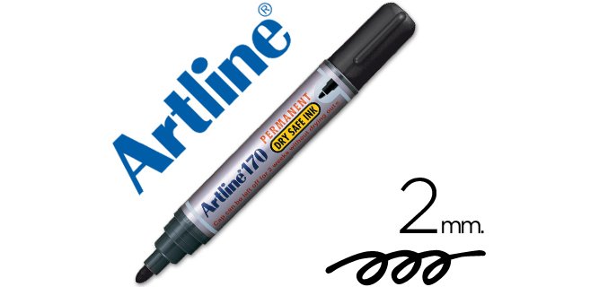 Rotulador artline marcador permanente 170 negro punta redonda 2 mm antisecado