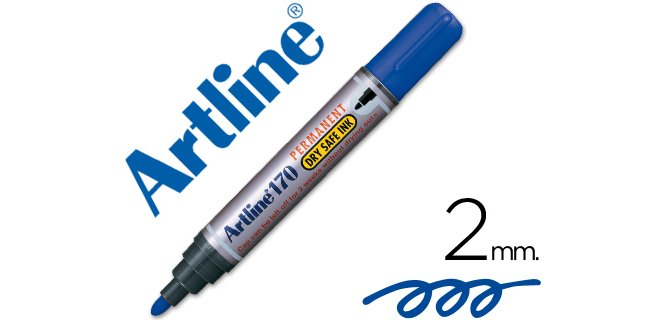 Rotulador artline marcador permanente 170 azul punta redonda 2mm antisecado