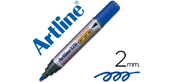 Rotulador artline marcador permanente 170 azul punta redonda 2mm antisecado
