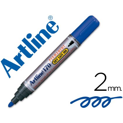 Rotulador artline marcador permanente 170 azul punta redonda 2mm antisecado