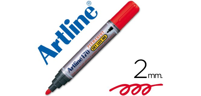 Rotulador artline marcador permanente 170 rojo punta redonda 2 mm antisecado