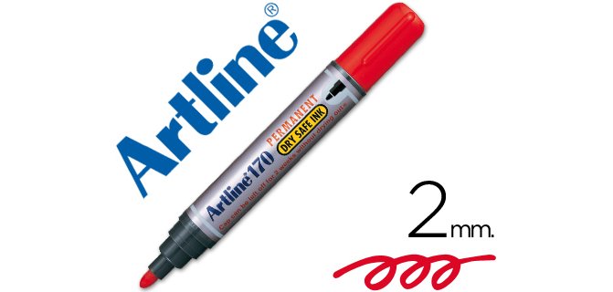 Rotulador artline marcador permanente 170 rojo punta redonda 2 mm antisecado