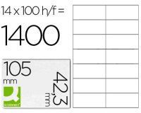Etiqueta adhesiva q-connect kf10656 tamaño 105x42,3 mm fotocopiadora laser ink-jet caja con 100 hojas din a4