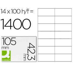 Etiqueta adhesiva q-connect kf10656 tamaño 105x42,3 mm fotocopiadora laser ink-jet caja con 100 hojas din a4