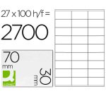 Etiqueta adhesiva q-connect kf10642 tamaño 70x30 mm fotocopiadora laser ink-jet caja con 100 hojas din a4