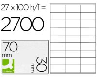 Etiqueta adhesiva q-connect kf10642 tamaño 70x30 mm fotocopiadora laser ink-jet caja con 100 hojas din a4