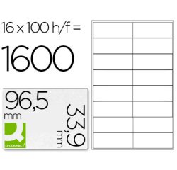 Etiqueta adhesiva q-connect kf10651 tamaño 96,5x33,9 mm fotocopiadora laser ink-jet caja con 100 hojas din a4