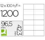 Etiqueta adhesiva q-connect kf10652 tamaño 96,5x42,3 mm fotocopiadora laser ink-jet caja con 100 hojas din a4