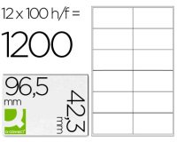 Etiqueta adhesiva q-connect kf10652 tamaño 96,5x42,3 mm fotocopiadora laser ink-jet caja con 100 hojas din a4