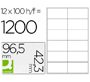 Etiqueta adhesiva q-connect kf10652 tamaño 96,5x42,3 mm fotocopiadora laser ink-jet caja con 100 hojas din a4