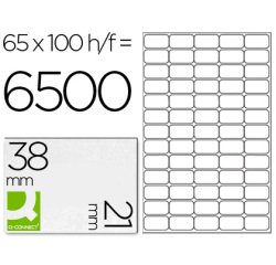 Etiqueta adhesiva q-connect kf01581 tamaño 38,1x21,2mm fotocopiadora laser ink-jet caja con 100 hojas din a4