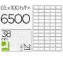 Etiqueta adhesiva q-connect kf01581 tamaño 38,1x21,2mm fotocopiadora laser ink-jet caja con 100 hojas din a4