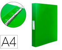 Carpeta liderpapel 4 anillas 25 mm mixtas 43433 polipropileno din a4 verde translucido