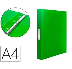 Carpeta liderpapel 4 anillas 25 mm mixtas 43433 polipropileno din a4 verde translucido
