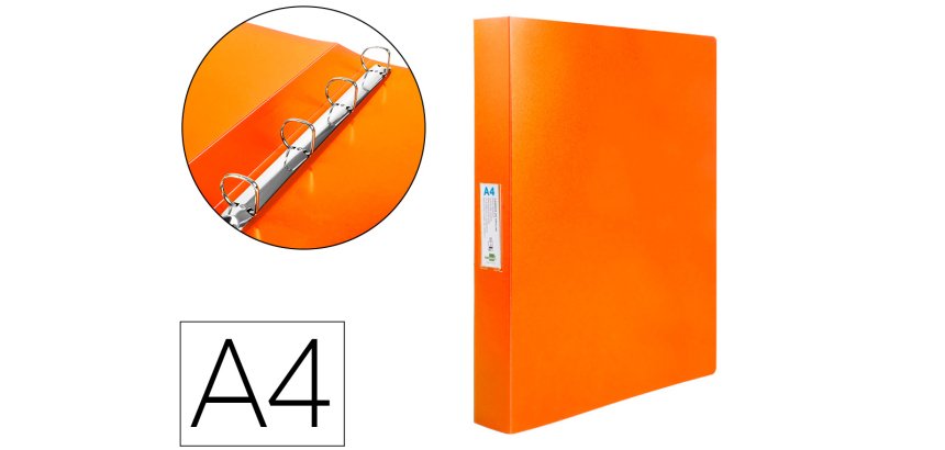 Carpeta liderpapel 4 anillas 25 mm mixtas 43431 polipropileno din a4 naranja serie frosty