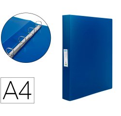 Carpeta liderpapel 4 anillas 25 mm mixtas 43432 polipropileno din a4 azul translucido
