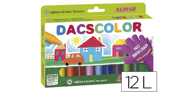 Lapices cera dacscolor caja de 12 unidades colores surtidos
