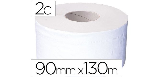 Papel higienico jumbo 2 capas celulosa pura rollo de 91 m para dispensador 925