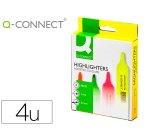 Rotulador q-connect fluorescente surtido caja de 4 unidades colores surtidos
